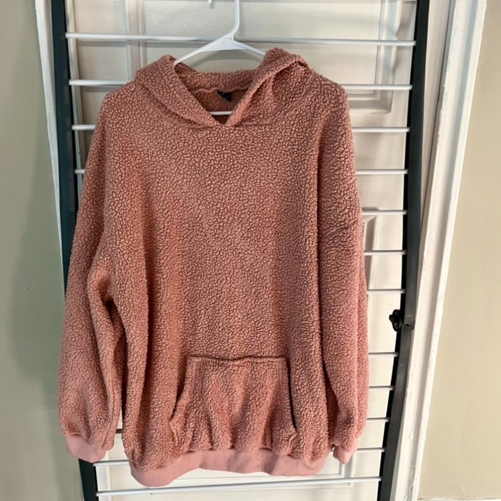 SHEIN Dusty Pink Drop Shoulder Kangaroo Pocket Hoodie Dress